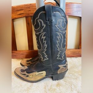 Laredo Black and Brown Diamond detail Western Cowboy Boots